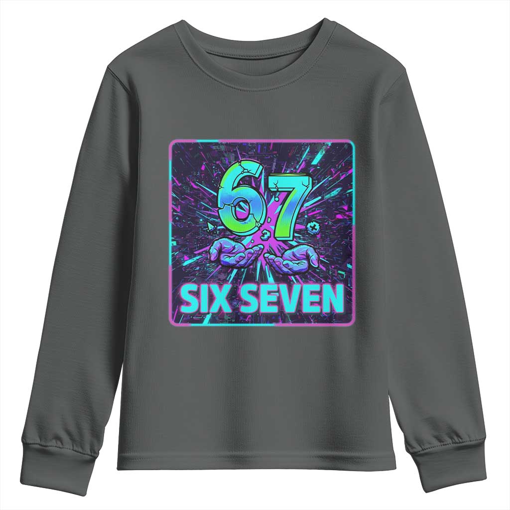 Funny Six Seven Meme Youth Sweatshirt Cyberpunk Neon Style