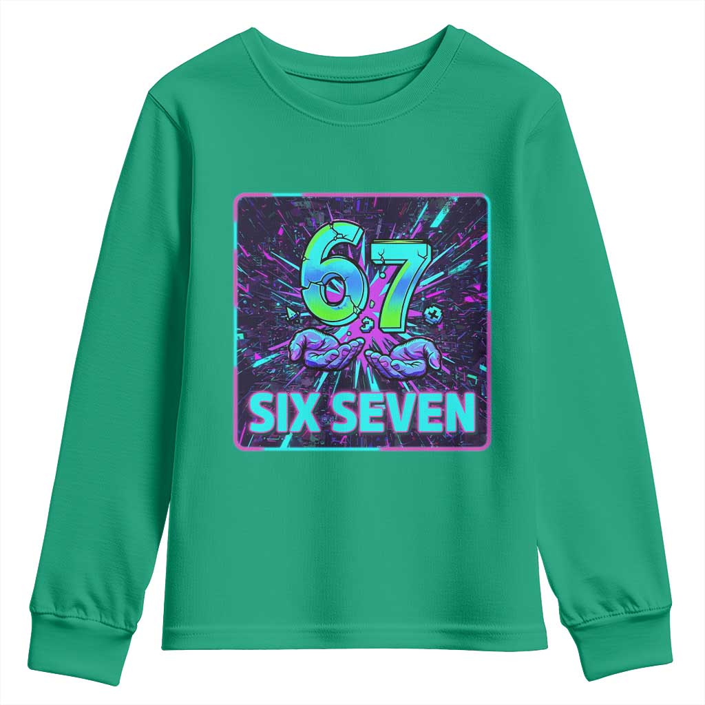 Funny Six Seven Meme Youth Sweatshirt Cyberpunk Neon Style