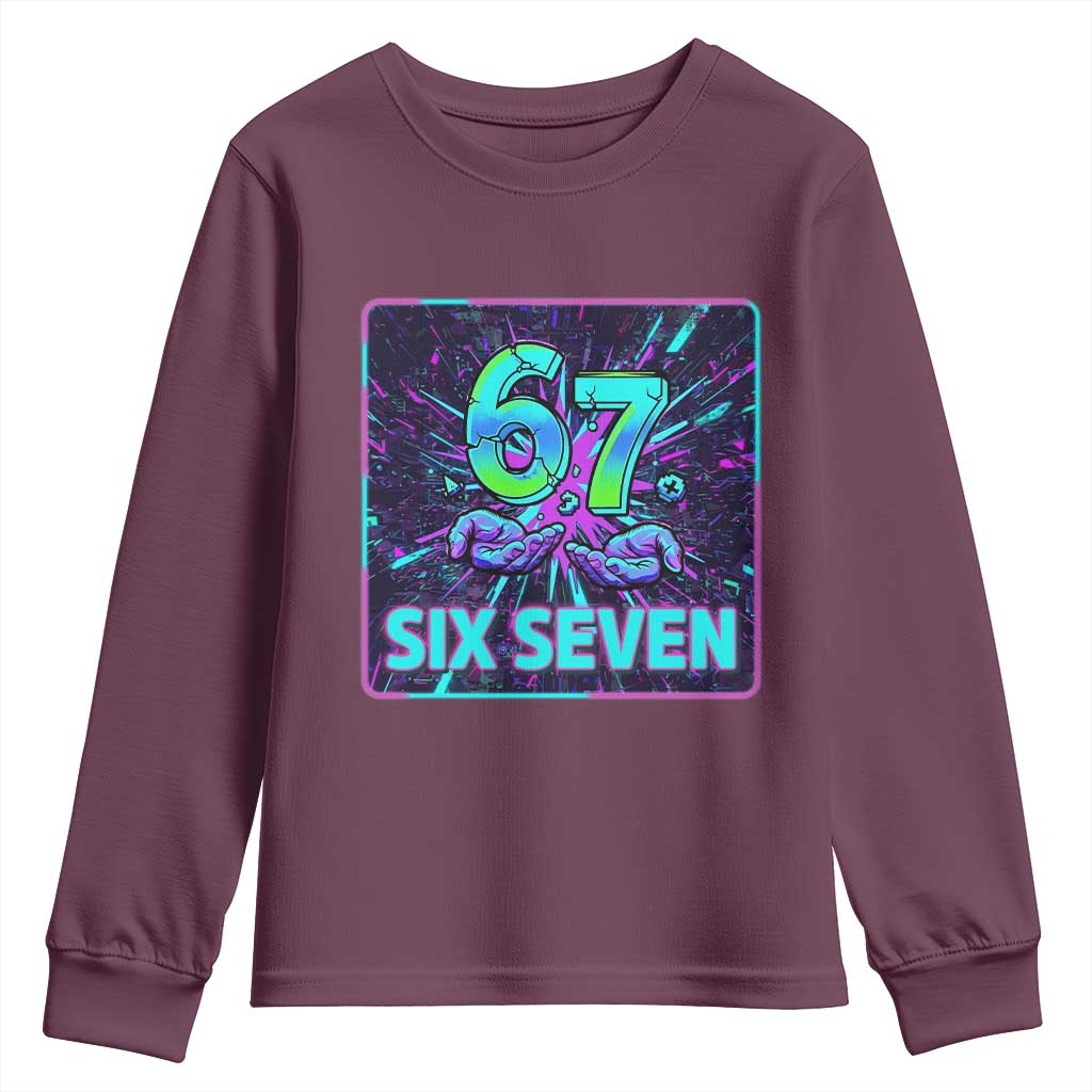 Funny Six Seven Meme Youth Sweatshirt Cyberpunk Neon Style