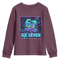 Funny Six Seven Meme Youth Sweatshirt Cyberpunk Neon Style