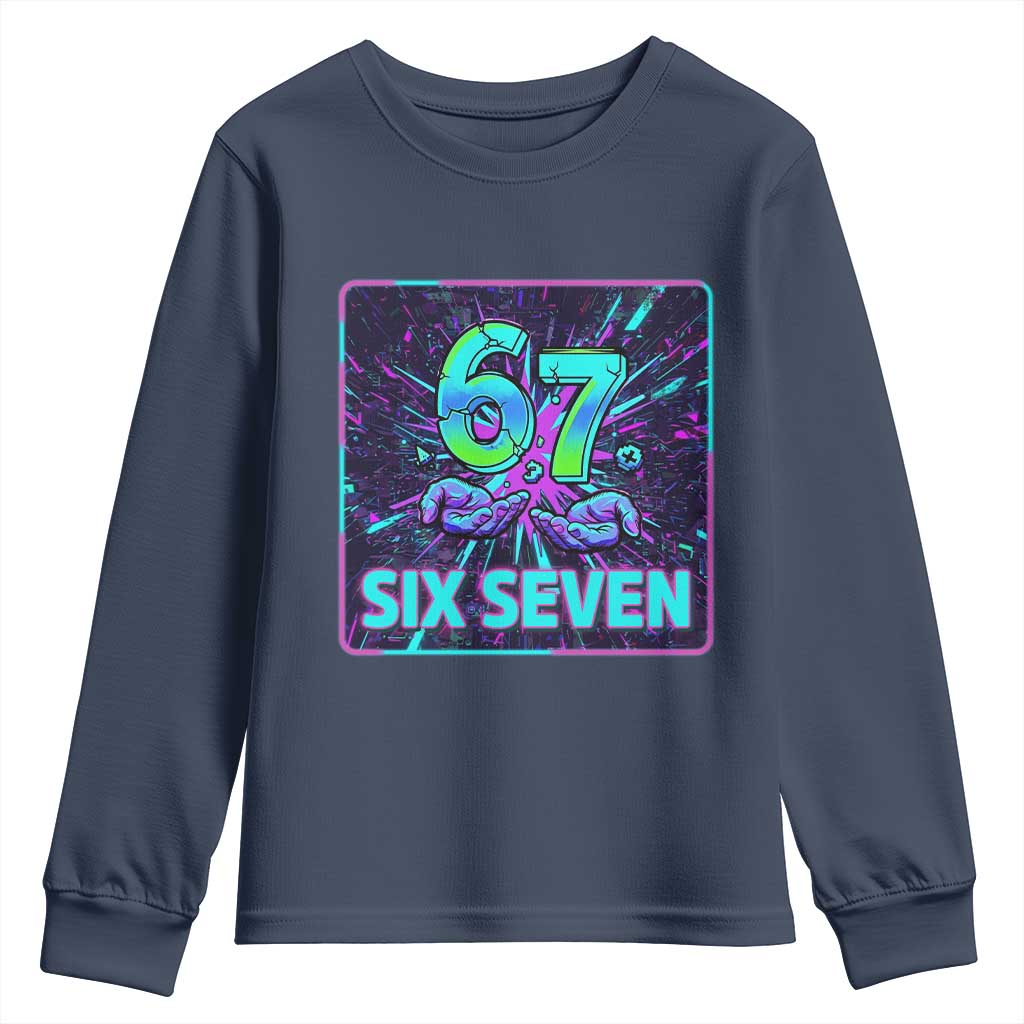 Funny Six Seven Meme Youth Sweatshirt Cyberpunk Neon Style