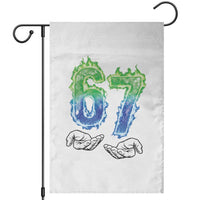 Green Fire Flame Six Seven Garden Flag Trendy Meme Gift