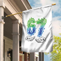 Green Fire Flame Six Seven Garden Flag Trendy Meme Gift