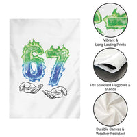 Green Fire Flame Six Seven Garden Flag Trendy Meme Gift