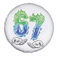 Green Fire Flame Six Seven Spare Tire Cover Trendy Meme Gift