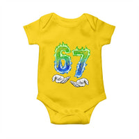 Green Fire Flame Six Seven Baby Onesie Trendy Meme Gift