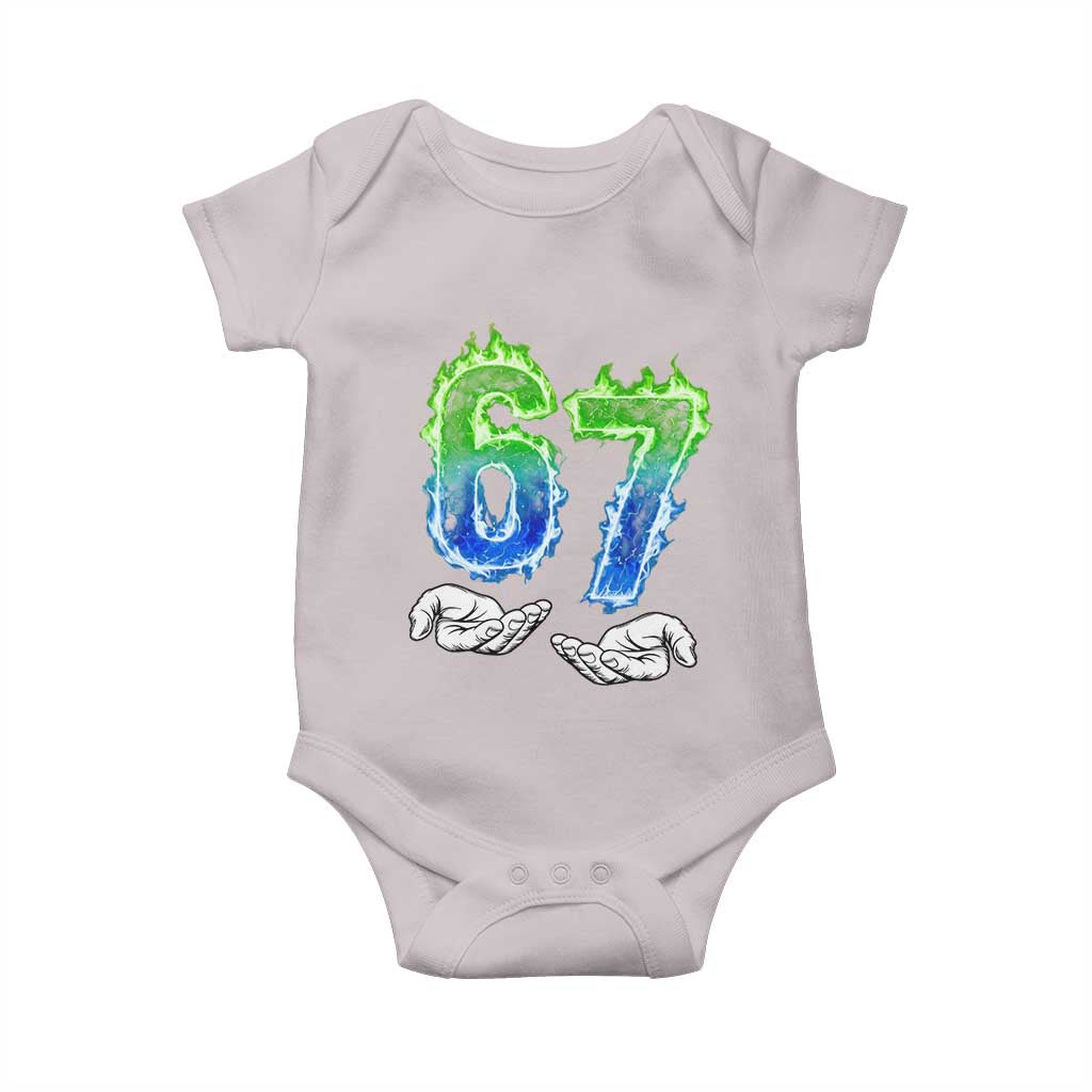Green Fire Flame Six Seven Baby Onesie Trendy Meme Gift