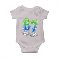 Green Fire Flame Six Seven Baby Onesie Trendy Meme Gift