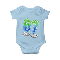Green Fire Flame Six Seven Baby Onesie Trendy Meme Gift