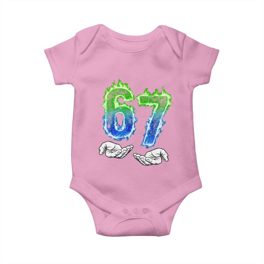 Green Fire Flame Six Seven Baby Onesie Trendy Meme Gift