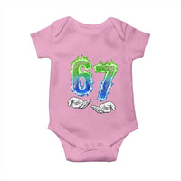 Green Fire Flame Six Seven Baby Onesie Trendy Meme Gift