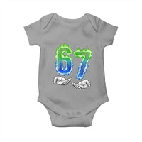 Green Fire Flame Six Seven Baby Onesie Trendy Meme Gift