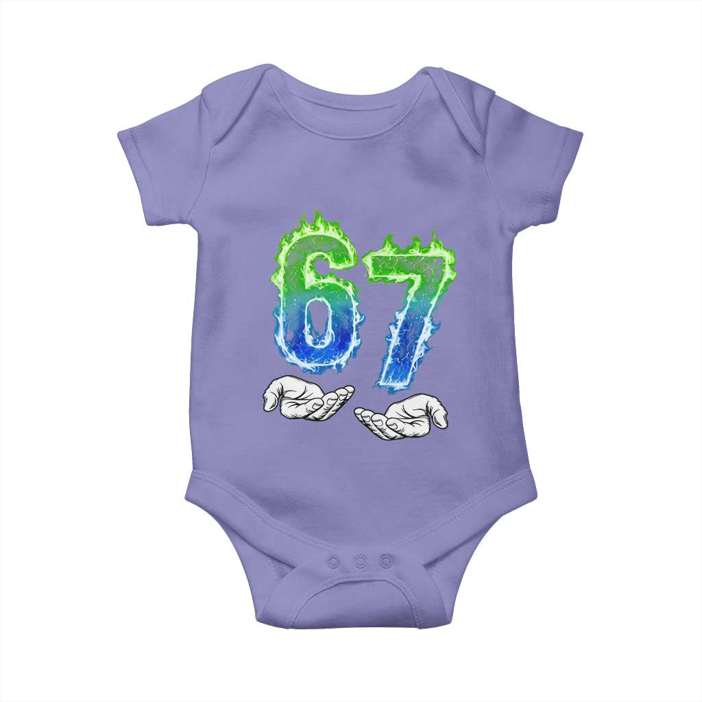 Green Fire Flame Six Seven Baby Onesie Trendy Meme Gift