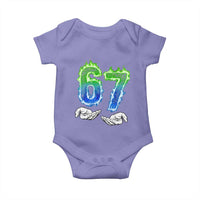 Green Fire Flame Six Seven Baby Onesie Trendy Meme Gift