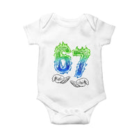 Green Fire Flame Six Seven Baby Onesie Trendy Meme Gift