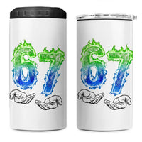 Green Fire Flame Six Seven 4 in 1 Can Cooler Tumbler Trendy Meme Gift