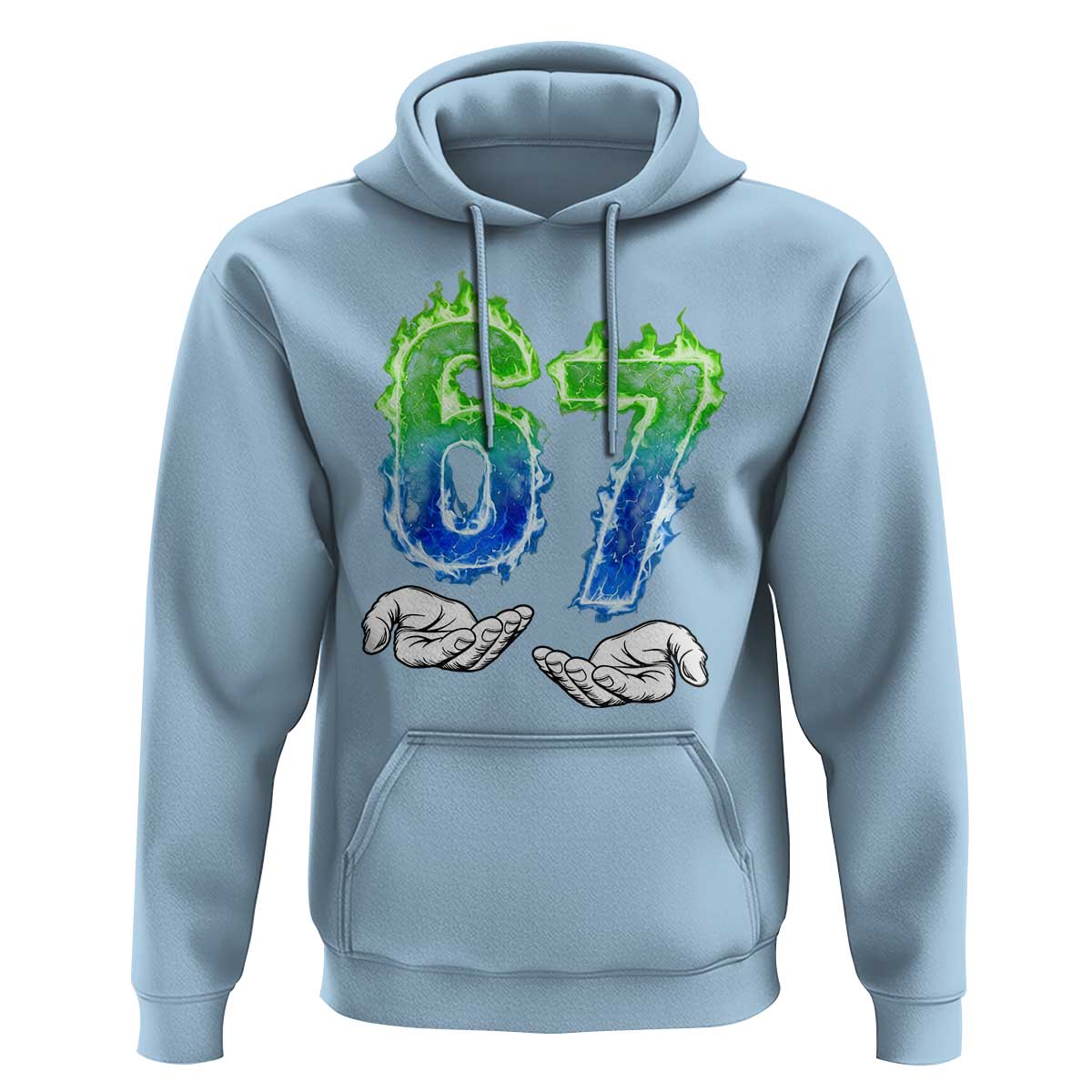 Green Fire Flame Six Seven Hoodie Trendy Meme Gift