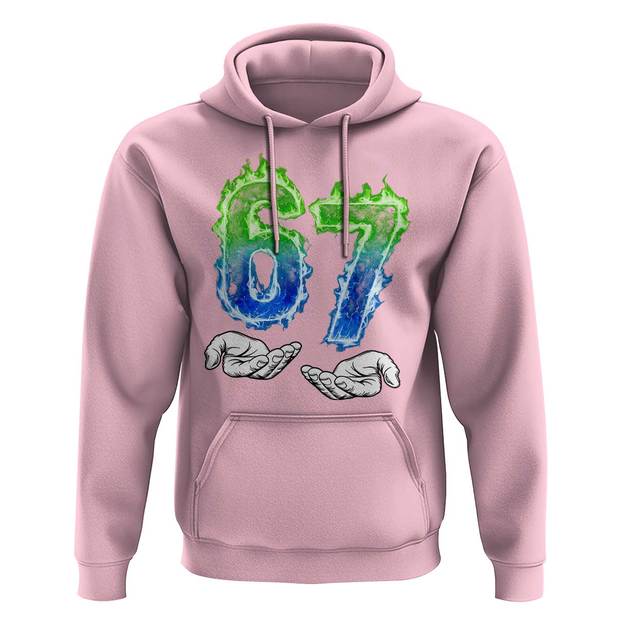 Green Fire Flame Six Seven Hoodie Trendy Meme Gift