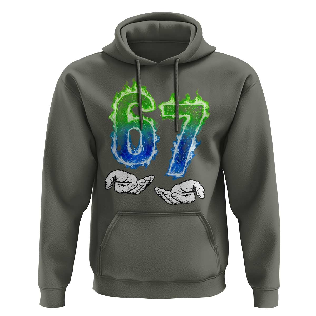 Green Fire Flame Six Seven Hoodie Trendy Meme Gift