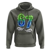 Green Fire Flame Six Seven Hoodie Trendy Meme Gift