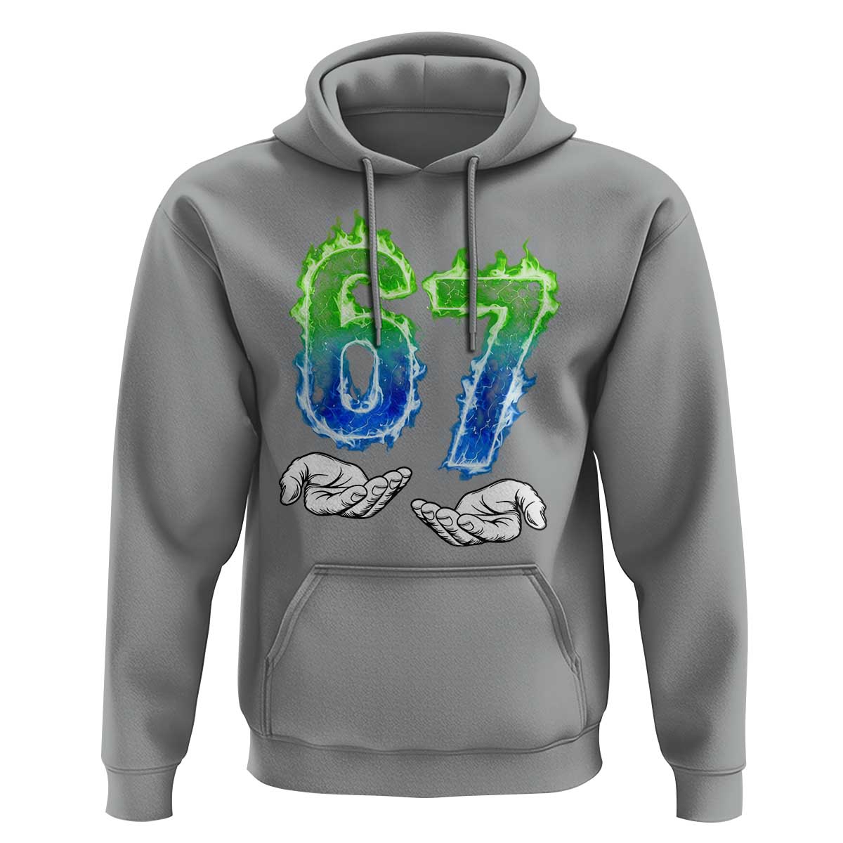 Green Fire Flame Six Seven Hoodie Trendy Meme Gift
