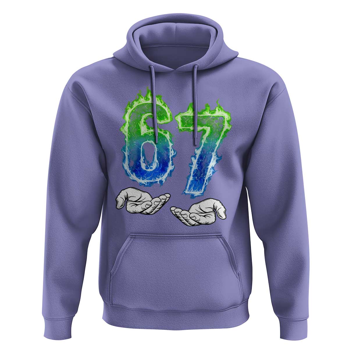 Green Fire Flame Six Seven Hoodie Trendy Meme Gift