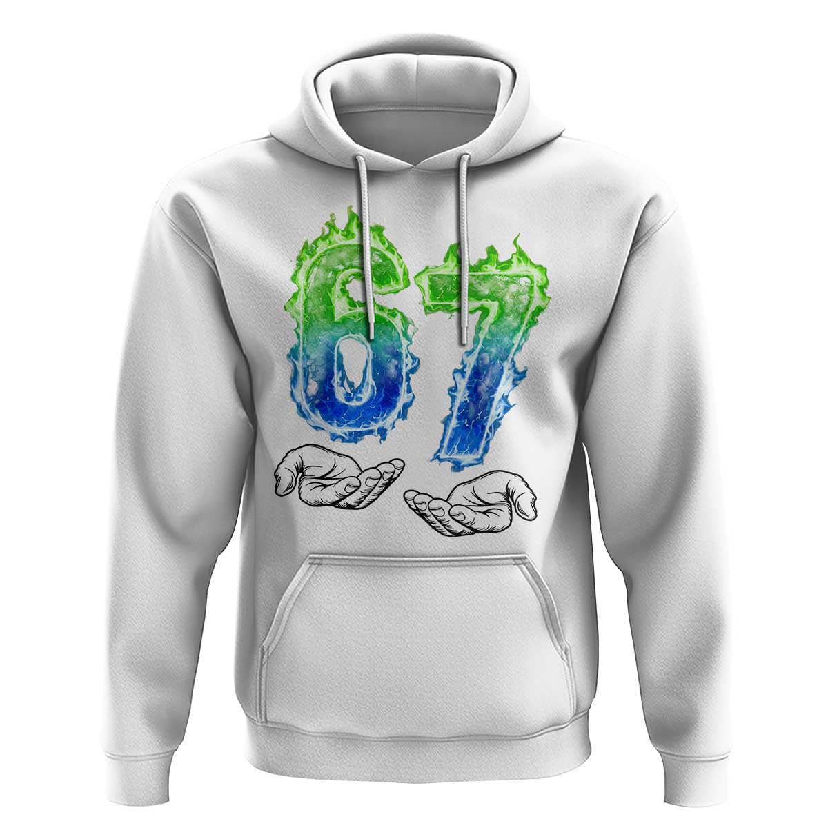 Green Fire Flame Six Seven Hoodie Trendy Meme Gift