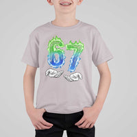 Green Fire Flame Six Seven T Shirt For Kid Trendy Meme Gift