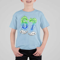 Green Fire Flame Six Seven T Shirt For Kid Trendy Meme Gift