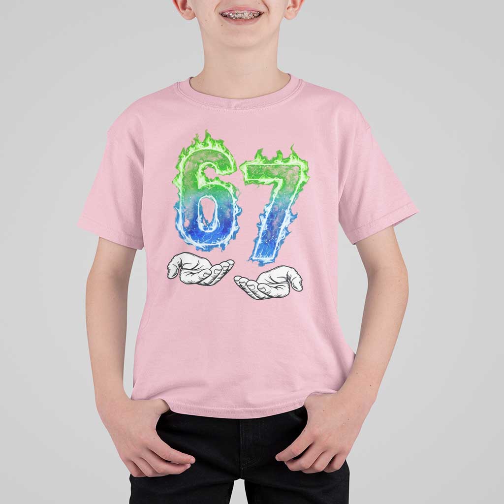 Green Fire Flame Six Seven T Shirt For Kid Trendy Meme Gift