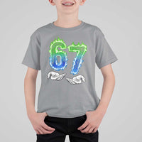 Green Fire Flame Six Seven T Shirt For Kid Trendy Meme Gift