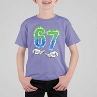 Green Fire Flame Six Seven T Shirt For Kid Trendy Meme Gift