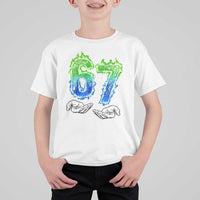 Green Fire Flame Six Seven T Shirt For Kid Trendy Meme Gift