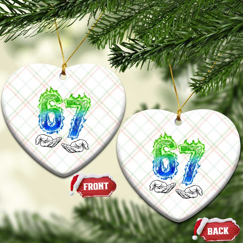 Green Fire Flame Six Seven Ceramic Ornament Trendy Meme Gift