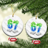 Green Fire Flame Six Seven Ceramic Ornament Trendy Meme Gift