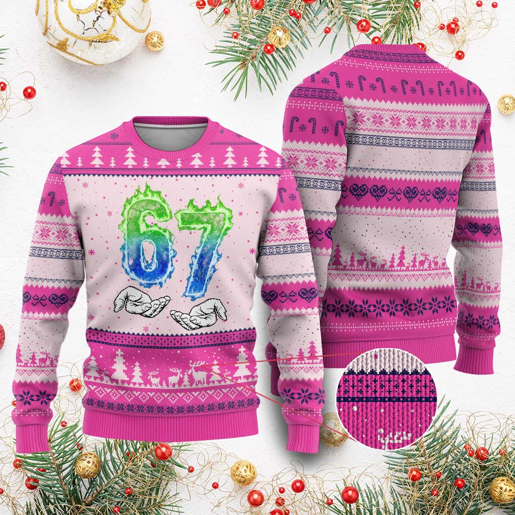 Green Fire Flame Six Seven Ugly Christmas Sweater Trendy Meme Gift