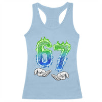 Green Fire Flame Six Seven Racerback Tank Top Trendy Meme Gift