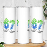 Green Fire Flame Six Seven Skinny Tumbler Trendy Meme Gift
