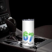 Green Fire Flame Six Seven Skinny Tumbler Trendy Meme Gift