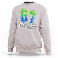 Green Fire Flame Six Seven Sweatshirt Trendy Meme Gift