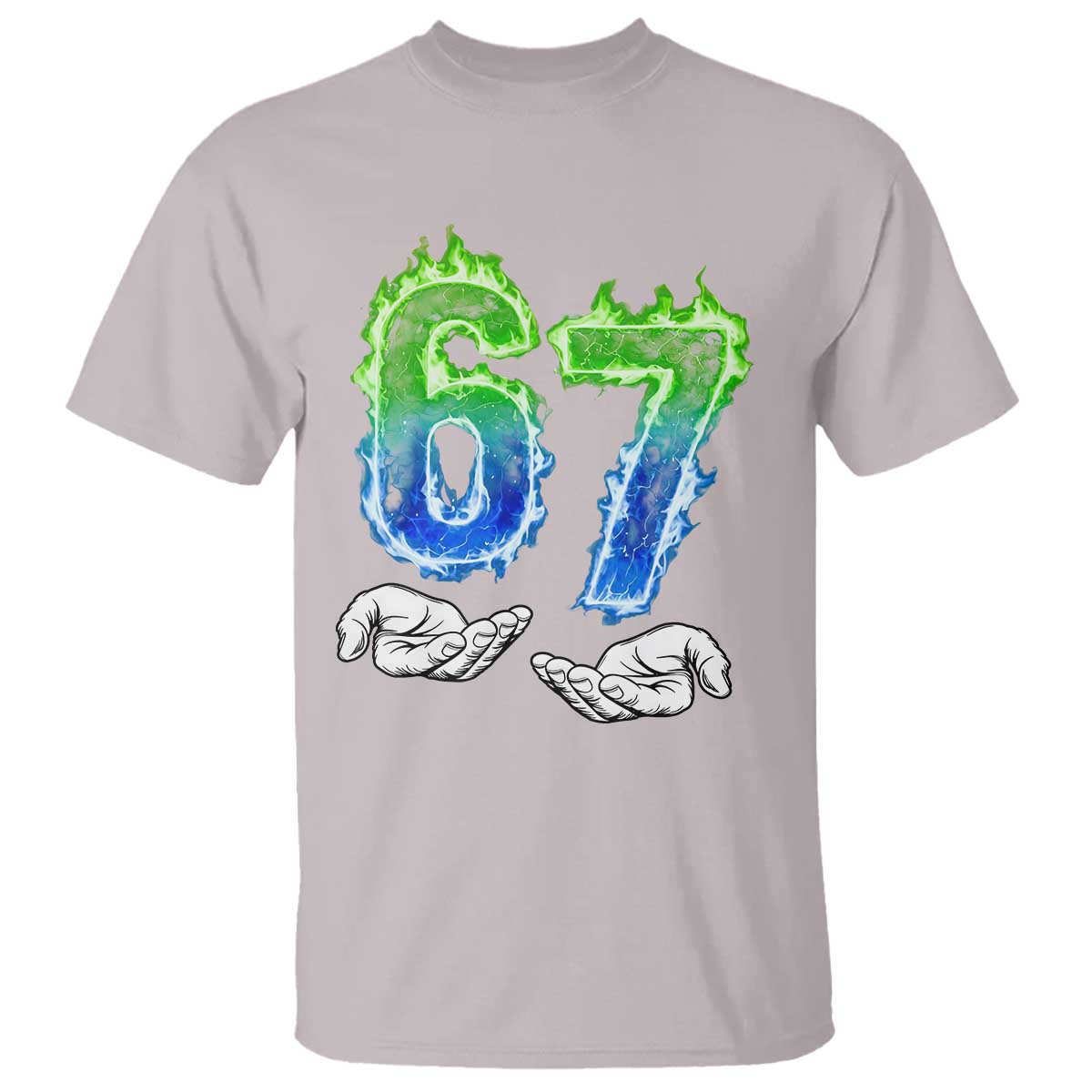 Green Fire Flame Six Seven T Shirt Trendy Meme Gift