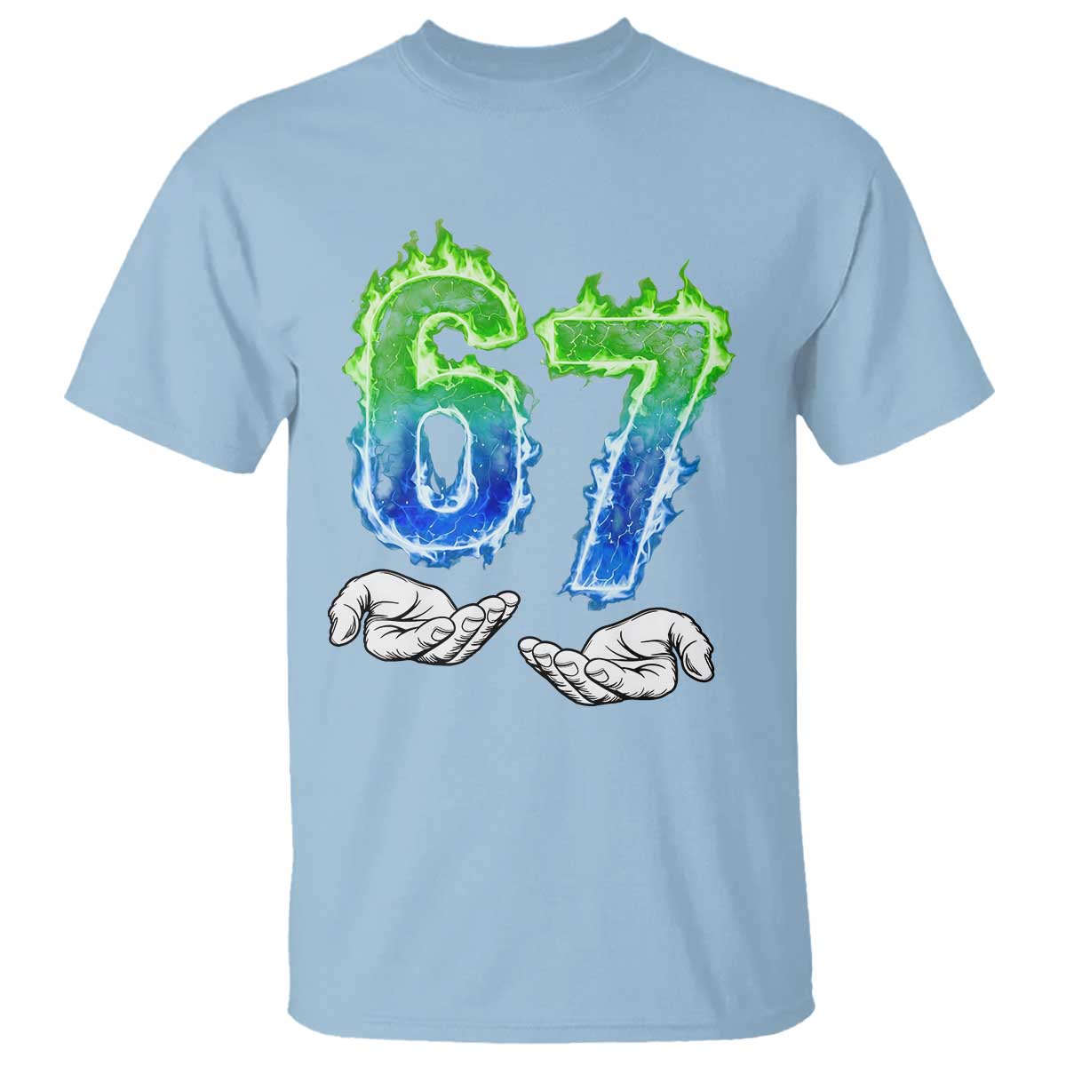 Green Fire Flame Six Seven T Shirt Trendy Meme Gift