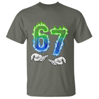 Green Fire Flame Six Seven T Shirt Trendy Meme Gift