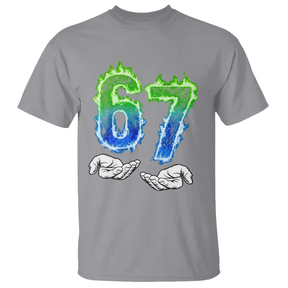 Green Fire Flame Six Seven T Shirt Trendy Meme Gift