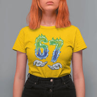 Green Fire Flame Six Seven T Shirt For Women Trendy Meme Gift