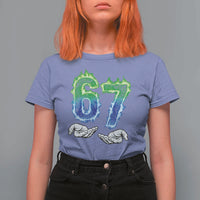 Green Fire Flame Six Seven T Shirt For Women Trendy Meme Gift