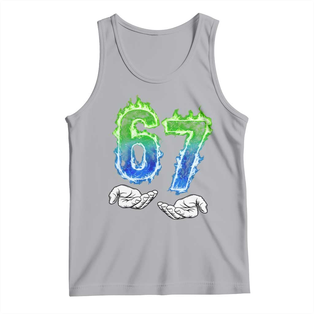 Green Fire Flame Six Seven Tank Top Trendy Meme Gift