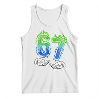 Green Fire Flame Six Seven Tank Top Trendy Meme Gift