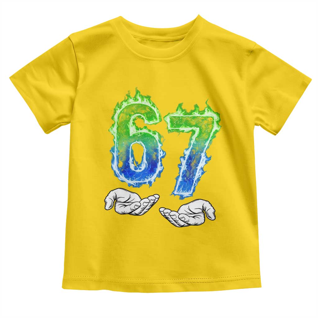 Green Fire Flame Six Seven Toddler T Shirt Trendy Meme Gift
