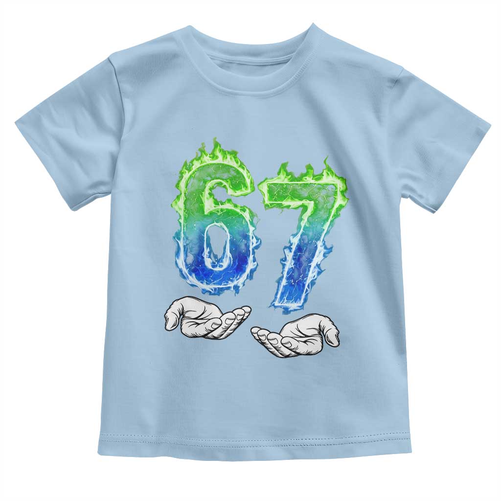 Green Fire Flame Six Seven Toddler T Shirt Trendy Meme Gift